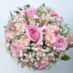 Buchet cununie trandafiri si minirose roz