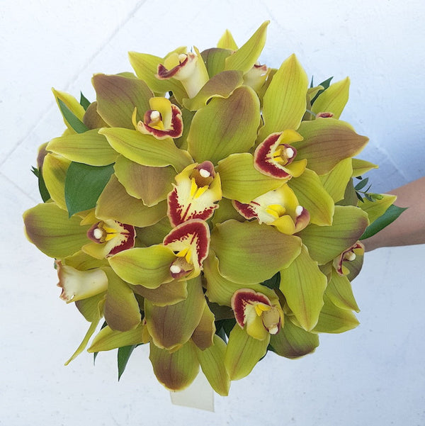 Buchet de mireasa din orhidee Cymbidium verde