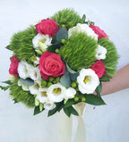 Buchet mireasa dianthus si lisianthus