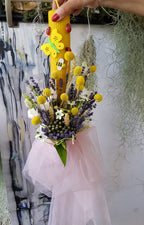 Lumanare botez rustica craspedia si lavanda