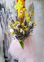 Lumanare botez rustica craspedia si lavanda