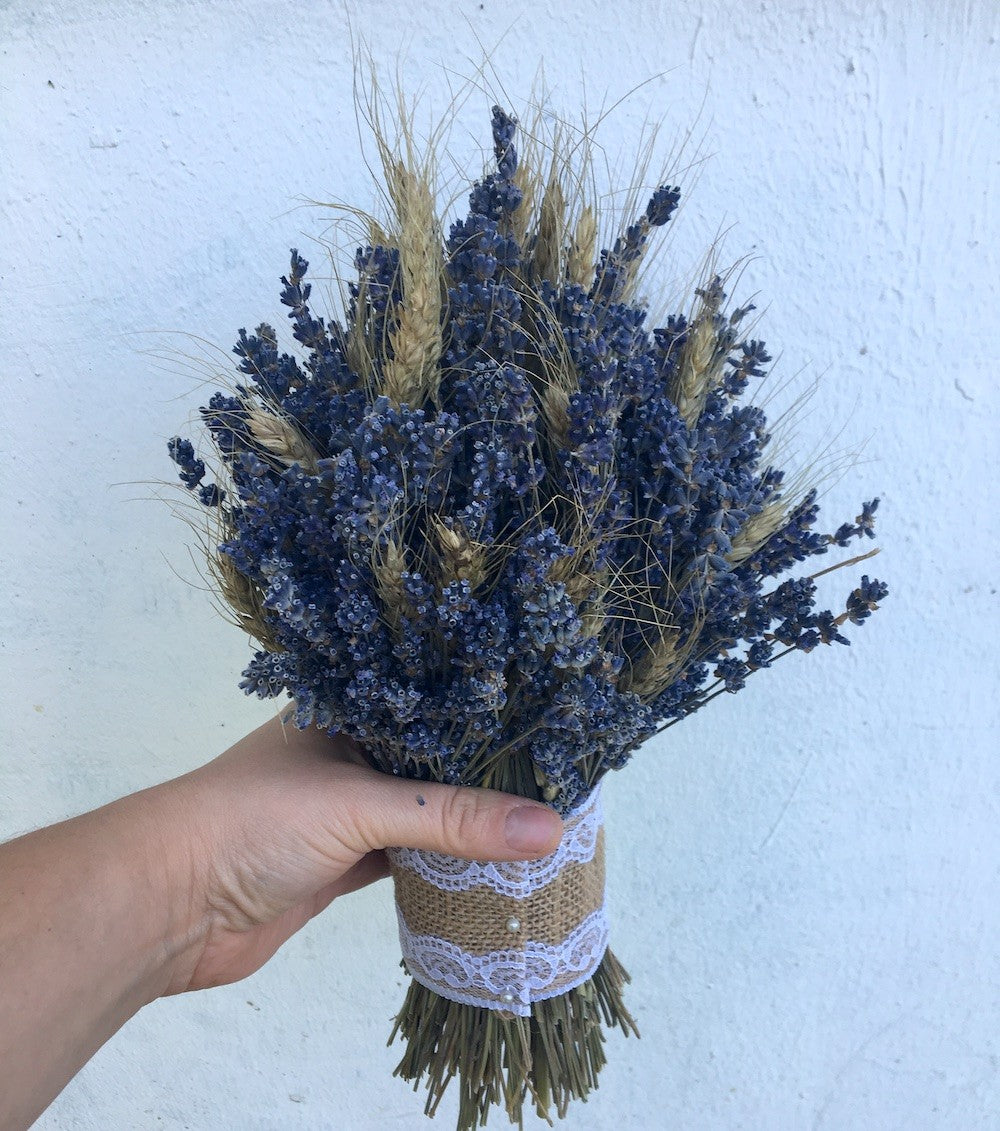 Buchet cununie rustic spice de grau si lavanda
