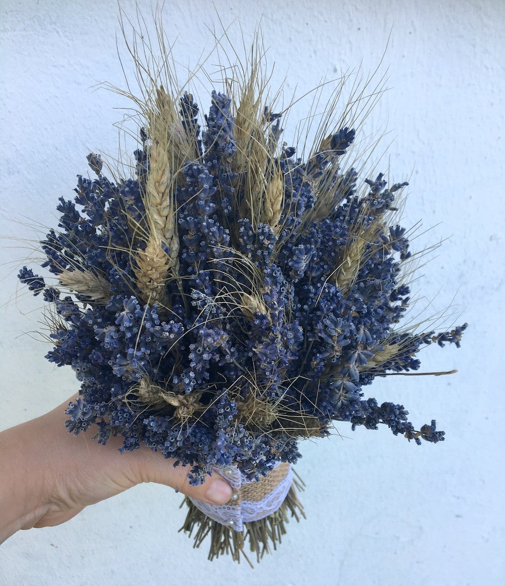 Buchet cununie rustic spice de grau si lavanda