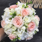 Buchet mireasa trandafiri somon