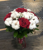 Buchet de cununie rosu cu bumbac