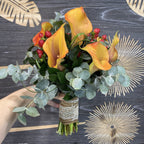 Buchet cununie cale portocalii si hypericum