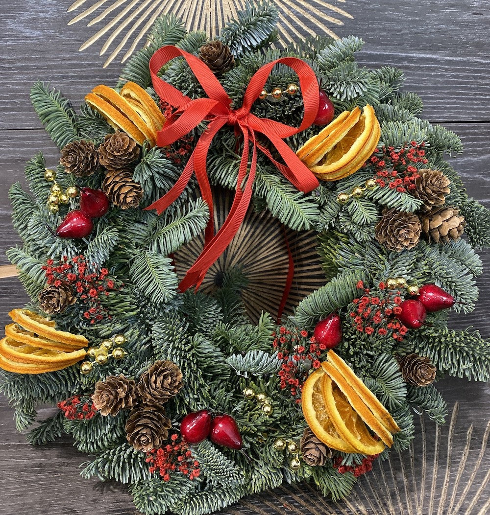 Aranjament coronita din brad natural impodobit