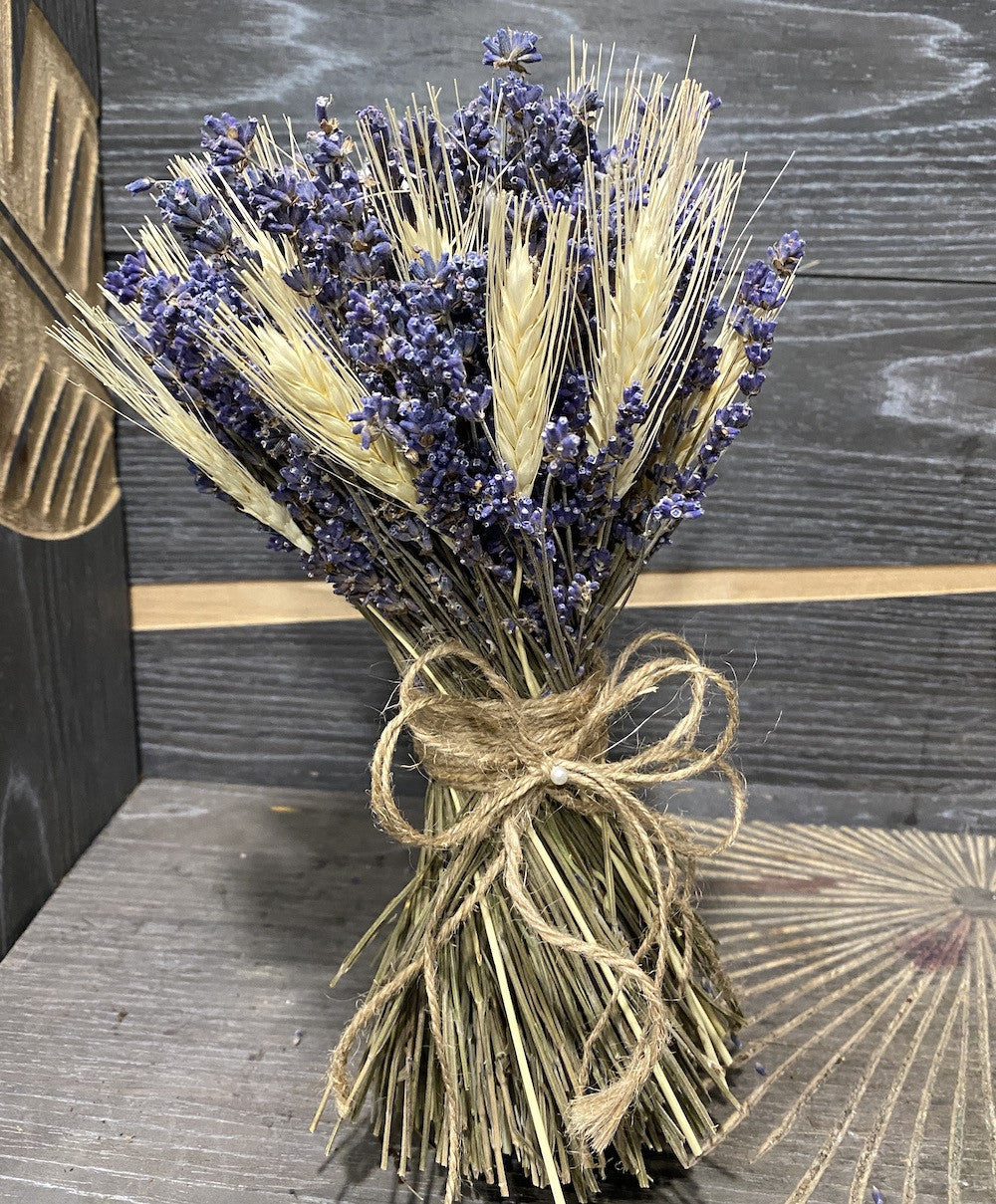 Buchete domnisoara de onoare - flori de bumbac, lavanda si spice de grau