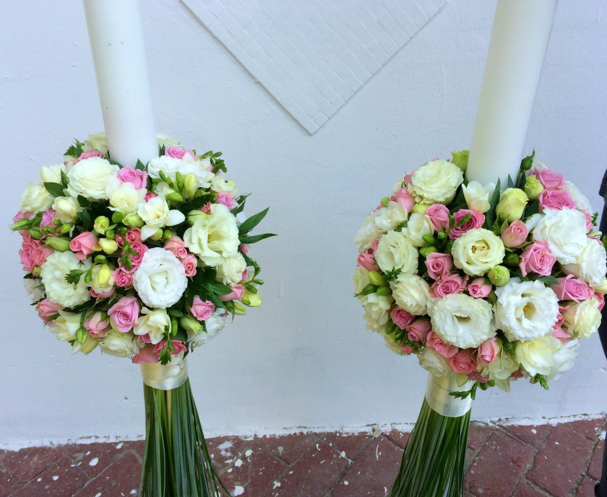 Lumanari nunta glob frezii si lisianthus