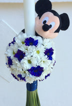 Lumanare de botez cu margarete si Mickey Mouse