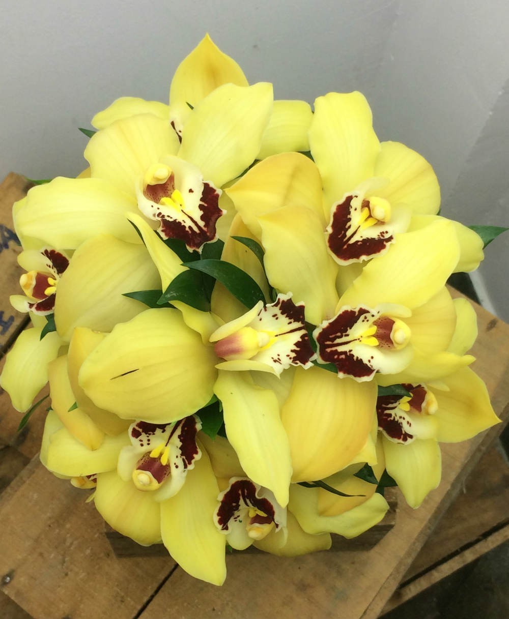 Buchet nasa orhidee cymbidium galbena