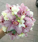 Buchet de mireasa orhidee cymbidium roz pal