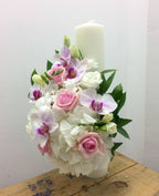 Lumanare pentru botez, scurta, fete, hortensie si frezii!