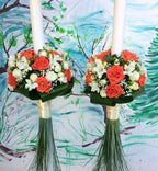 Lumanari nunta trandafiri albi si portocalii - livrare Bucuresti!