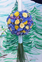 Modele speciale de Lumanari cununie hortensii albastre si minirose