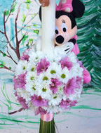 Lumanare de botez cu margarete si.. Minnie Mouse!