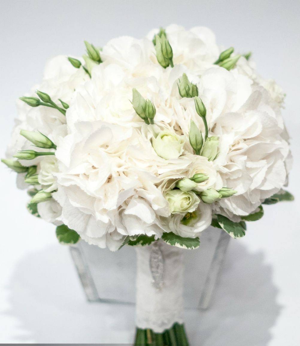 Buchet cununie hortensie si lisianthus