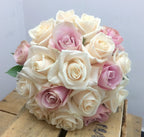 Buchet cununie trandafiri roz si crem