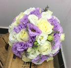 Buchet mireasa lisianthus lila si lavanda
