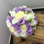 Buchet mireasa lisianthus lila si lavanda