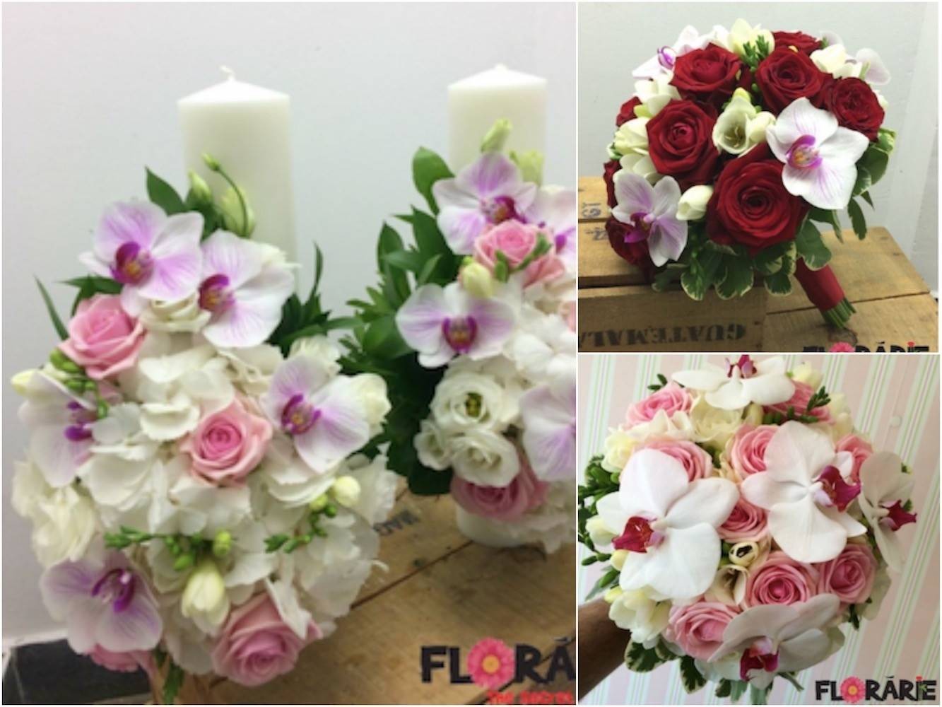 Pachet complet cu buchete si lumanari de cununie orhidee phalaenopsis