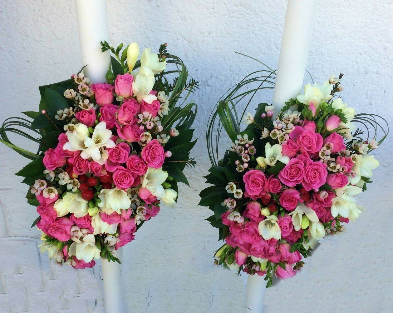 Lumanari cununie minirose si frezii