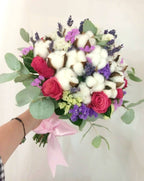 Buchet cununie rustic si vesel cu lavanda si limonium