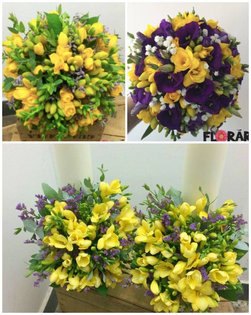 Pachet complet nunta lumanari si buchete frezii, pret imbatabil!