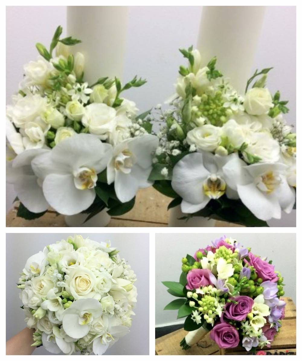 Pachet complet cununie lumanari si buchete phalaenopsis, frezii