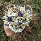 Buchet cununie rustic cu spice de grau si wax flowers