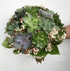 Buchet cununie mix plante suculente si floarea miresei